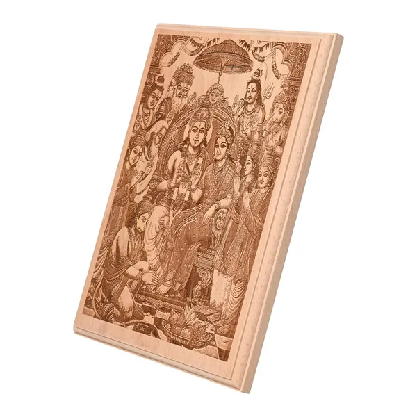 Brown_Lord_Ram_Darbar_With_Lord_Ram,_Sita,_Laxman,_Hanumaan_Wooden_Engraved_Photo_Frame/_Idol_For_Home_And_Office_Temple/_Desk_(9_X_7_In)