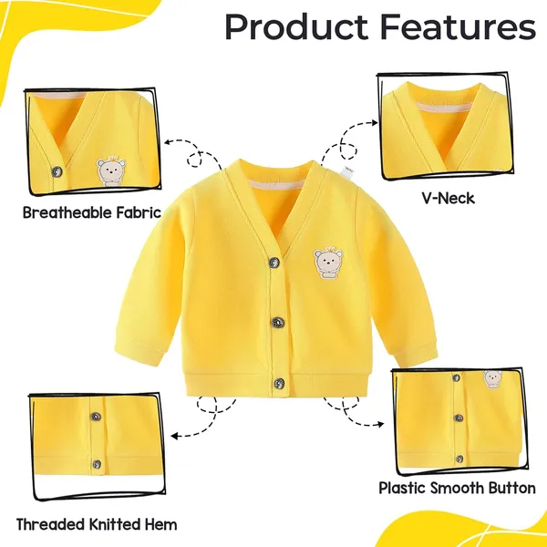 Yellow_Woollen_Knitted_Front_Button_V-Neck_Shape_Full_Sleeve_Sweater_For_Kids