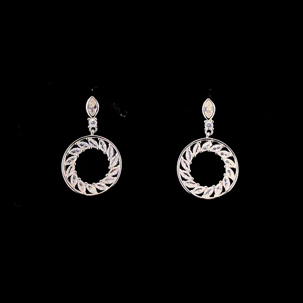 Sterling_Silver_Leaf_Motif_Circle_Drop_Earrings