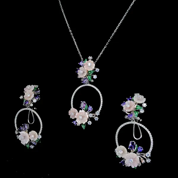 Floral_Carved_Stone_Pendant_&_Earrings_Set