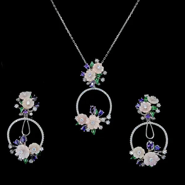 Floral_Carved_Stone_Pendant_&_Earrings_Set
