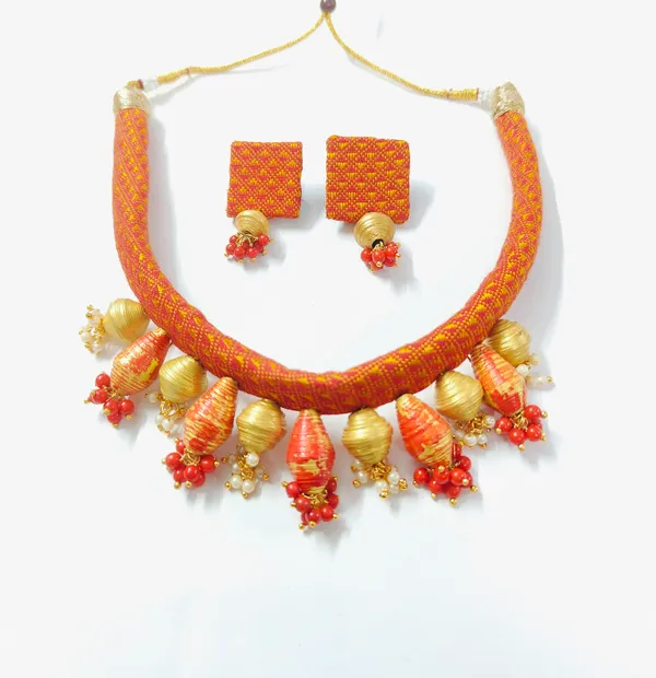 Orange_Eco_Friendly_HandCraft_Choker_Set_Push_Premium_For_Women