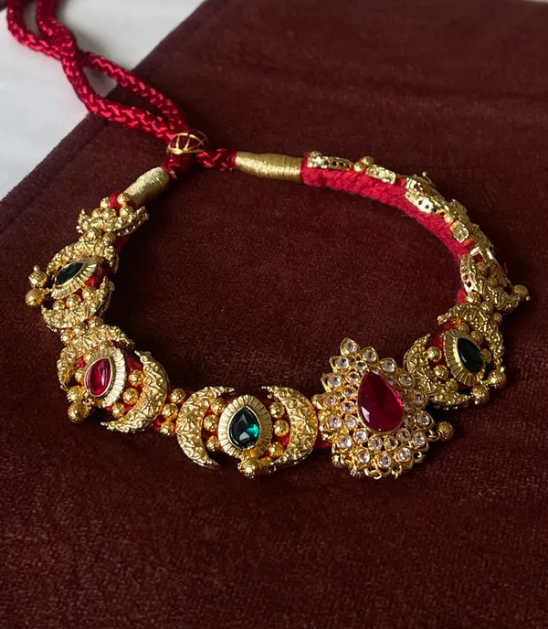 Gold_Ruby_Emerald_Red_&_Green_Stone_HandCraft_Choker_Set_Push_Premium_For_Women