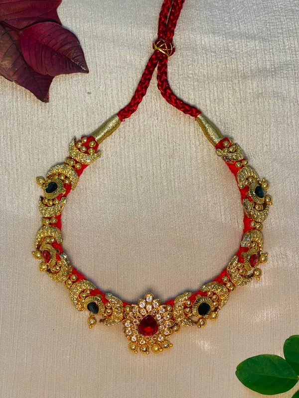 Gold_Ruby_Emerald_Red_&_Green_Stone_HandCraft_Choker_Set_Push_Premium_For_Women