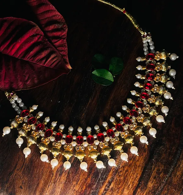 Gold_Red_Stone_HandCraft_Choker_Set_Push_Premium_For_Women