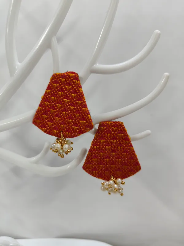 Orange_Khan_Fabric_Eco_Friendly_HandCraft_Earring_Push_Premium_For_Women