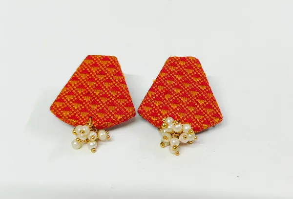 Orange_Khan_Fabric_Eco_Friendly_HandCraft_Earring_Push_Premium_For_Women