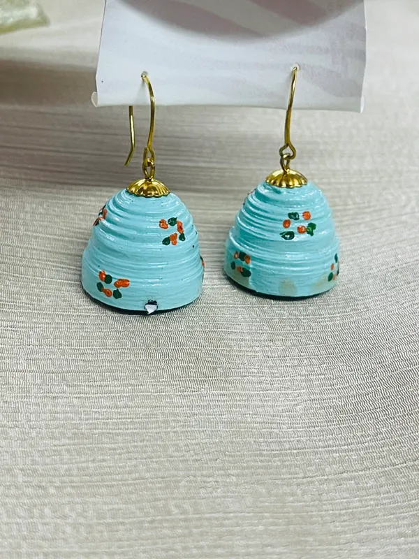 Sky_Blue_Paper_Bead_Eco_Friendly_HandCraft_Jhumka_Earring_For_Women