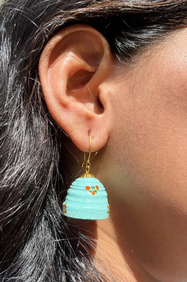 Sky_Blue_Paper_Bead_Eco_Friendly_HandCraft_Jhumka_Earring_For_Women