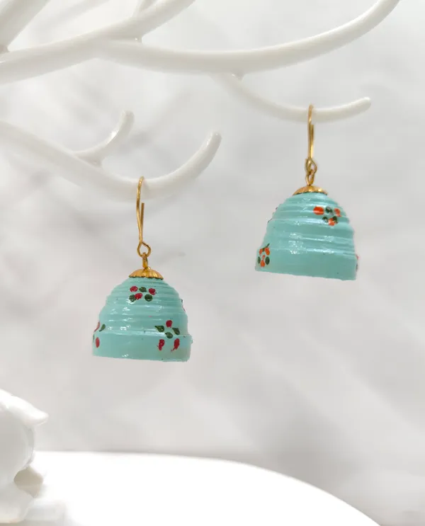 Sky_Blue_Paper_Bead_Eco_Friendly_HandCraft_Jhumka_Earring_For_Women