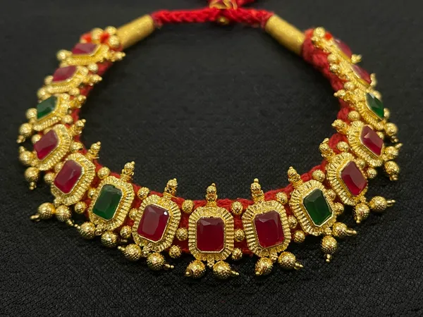 Gold_Ruby_Emerald_Red_&_Green_Stone_HandCraft_Choker_Set_Push_Premium_For_Women