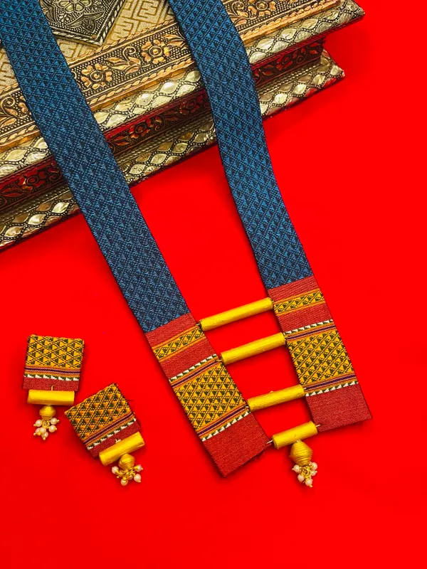 Blue_&_Red__Handloom_Hand_Painted_Premium_&_Elegant_Long_Necklace_Set_For_Women_&_Girls