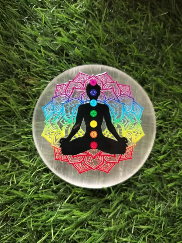 7_Chakra_Round_Natural_Engraved_Selenite_Crystal_Charging_Plate_|_Hand_Carving_Reiki_Symbols_for_Charging_Cleansing_|_Recharge_Crystals_Gems_Stone_Healing_Meditation_|_3_Inch