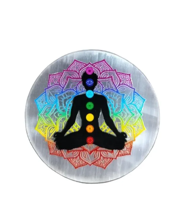 7_Chakra_Round_Natural_Engraved_Selenite_Crystal_Charging_Plate_|_Hand_Carving_Reiki_Symbols_for_Charging_Cleansing_|_Recharge_Crystals_Gems_Stone_Healing_Meditation_|_3_Inch