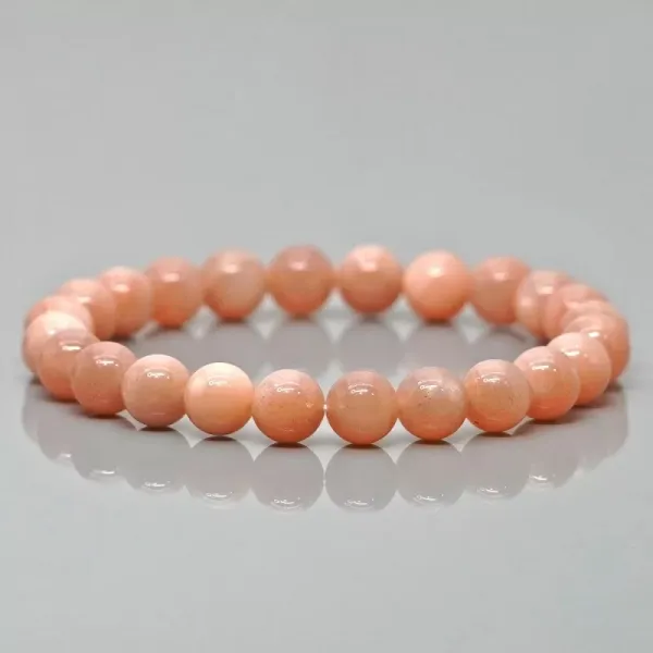 Peach_Moonstone_Gemstone_Bracelet__8mm_Natural_Beads,_Stretchable_Unisex_Healing_Crystal_Bracelet_for_Emotional_Balance_&_Intuition