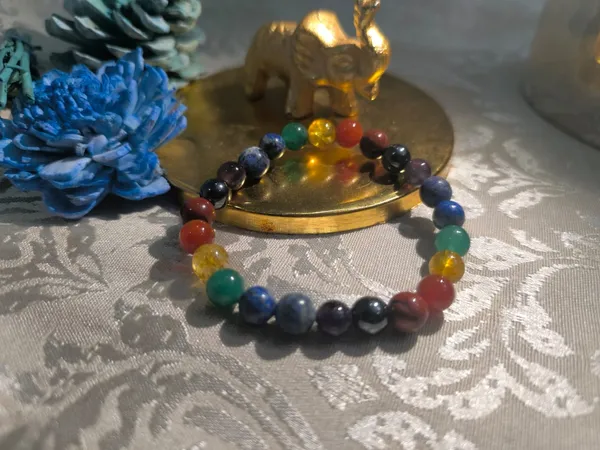 100%_Natural_Multicolor_7_Chakra_Healing_|_Original_Reiki_Crystal_Gemstone_Beads_Bracelet_For_Unisex