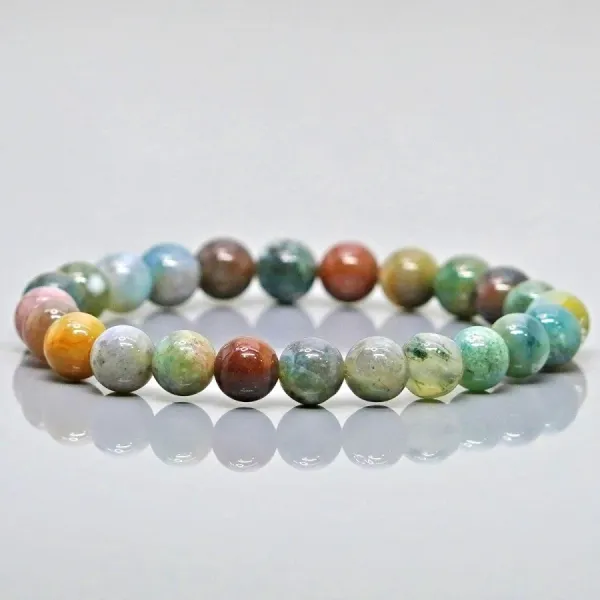 Natural_Indian_Agate_Bracelet__Handcrafted_Gemstone_Beaded_Bracelet_for_Men_&_Women__Grounding,_Emotional_Balance_&_Spiritual_Clarity__Stretchable_Unisex_Bracelet__8mm_Beads