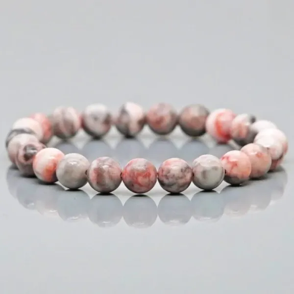 Pink_Zebra_Jasper_Gemstone_Bracelet__8mm_Natural_Beads,_Stretchable_Unisex_Healing_Crystal_Bracelet_for_Emotional_Balance_&_Grounding
