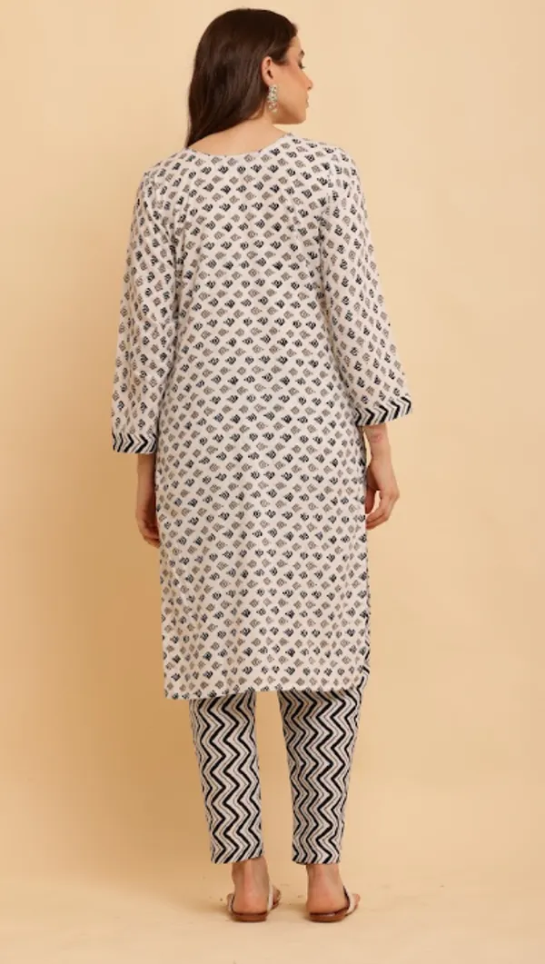 Black_&_White_Pure_Cotton_Kurta_Sets_For_Women