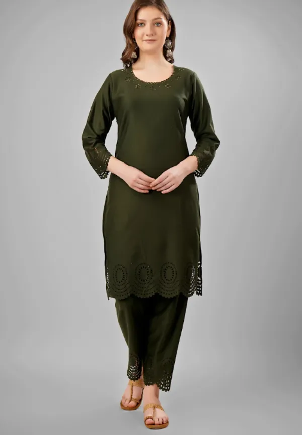 Mehndi_Pure_Rayon_Kurta_Sets_For_Women