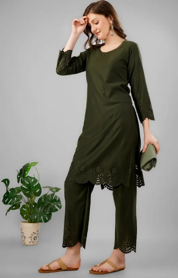 Mehndi_Pure_Rayon_Kurta_Sets_For_Women