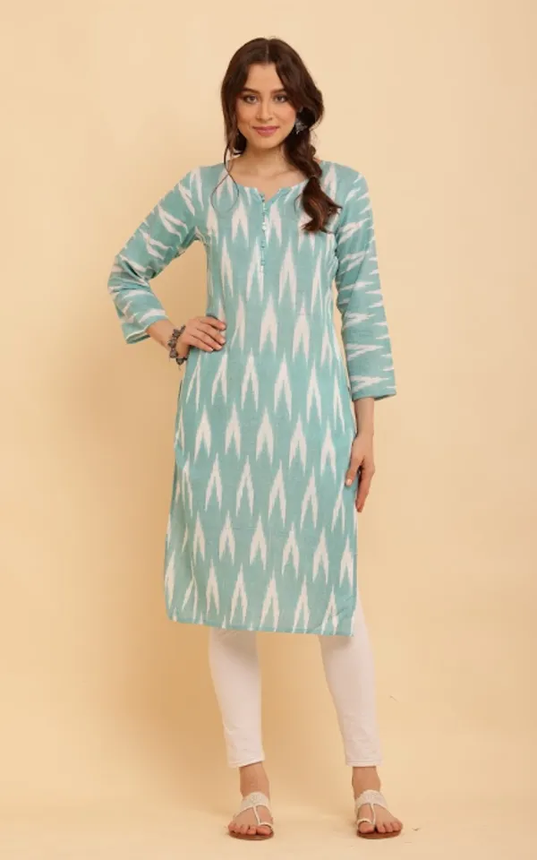Sky_Blue_Cotton_Kurtas_For_Women