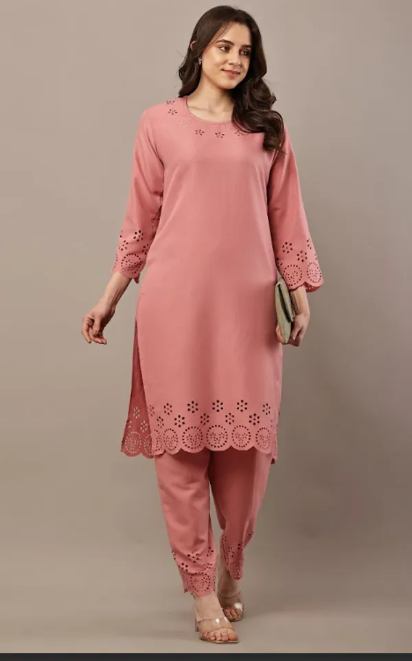 Peach_Pure_Rayon_Kurta_Sets_For_Women