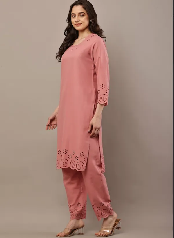 Peach_Pure_Rayon_Kurta_Sets_For_Women