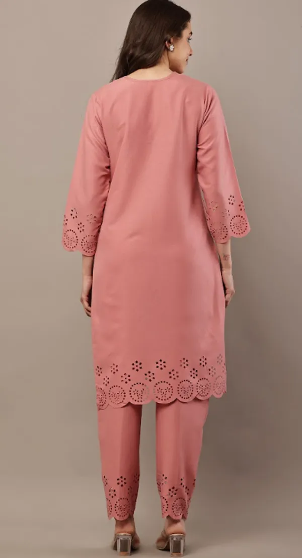 Peach_Pure_Rayon_Kurta_Sets_For_Women