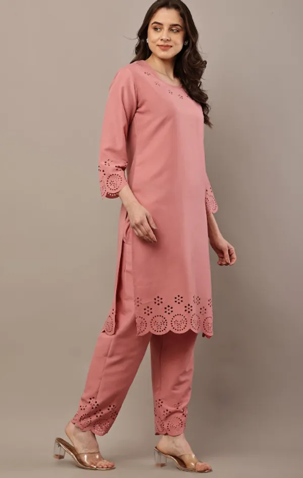 Peach_Pure_Rayon_Kurta_Sets_For_Women