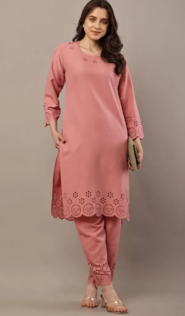 Peach_Pure_Rayon_Kurta_Sets_For_Women
