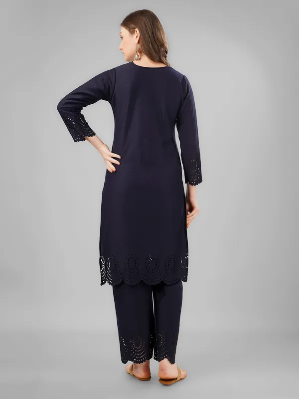 Navy_Blue_Pure_Wool_Kurta_Sets_For_Women