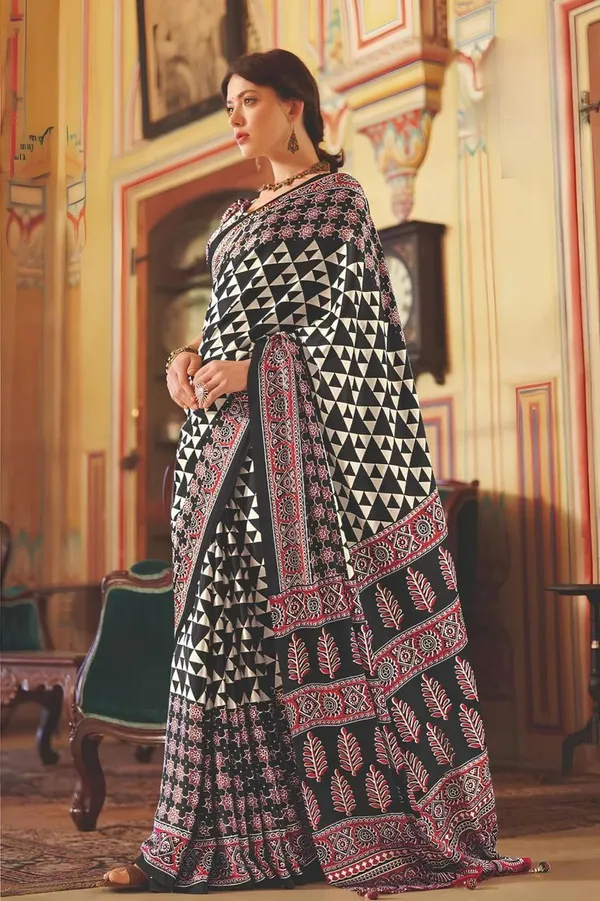 Multicolor_Jimmy_Choo_Saree_With_Unstitched_Blouse_For_Women