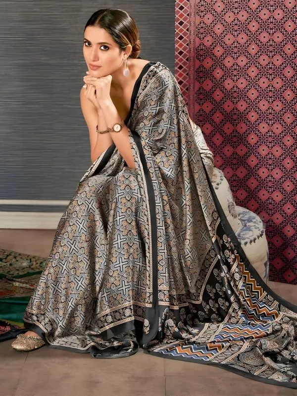 Multicolor_Jimmy_Choo_Saree_With_Unstitched_Blouse_For_Women