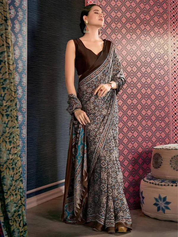Multicolor_Jimmy_Choo_Saree_With_Unstitched_Blouse_For_Women