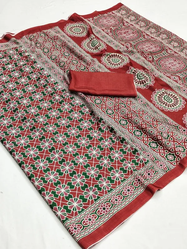 Multicolor_Jimmy_Choo_Saree_With_Unstitched_Blouse_For_Women
