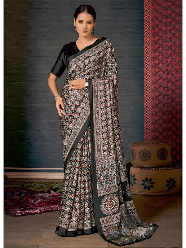 Multicolor_Jimmy_Choo_Saree_With_Unstitched_Blouse_For_Women