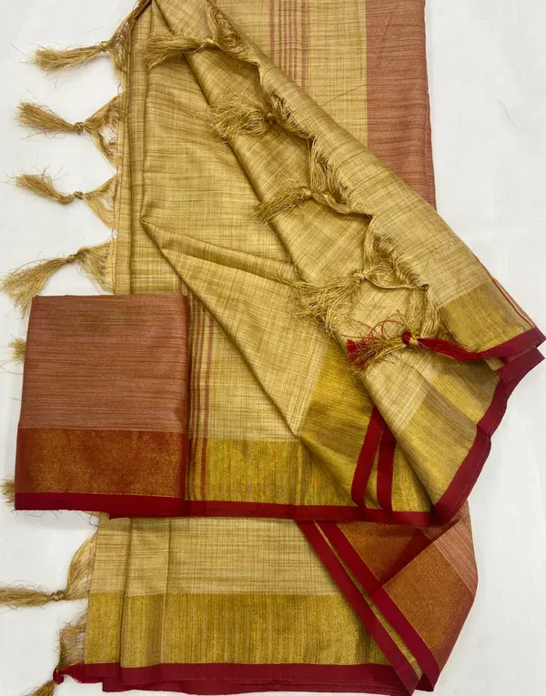 Beige_Linen_Saree_With_Unstitched_Blouse_For_Women