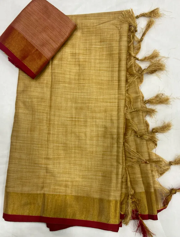 Beige_Linen_Saree_With_Unstitched_Blouse_For_Women