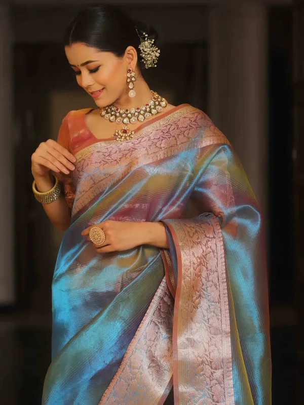 Multicolor_Banarasi_Tissue_Silk_Saree_In_Two_Toned_Shaded_Saree_For_Women