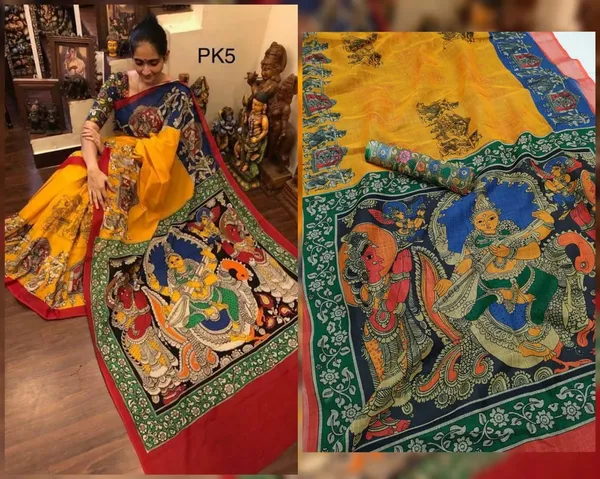 Multicolor_Linen_Jimmy_Choo_Saree_With_Unstitched_Blouse_For_Women