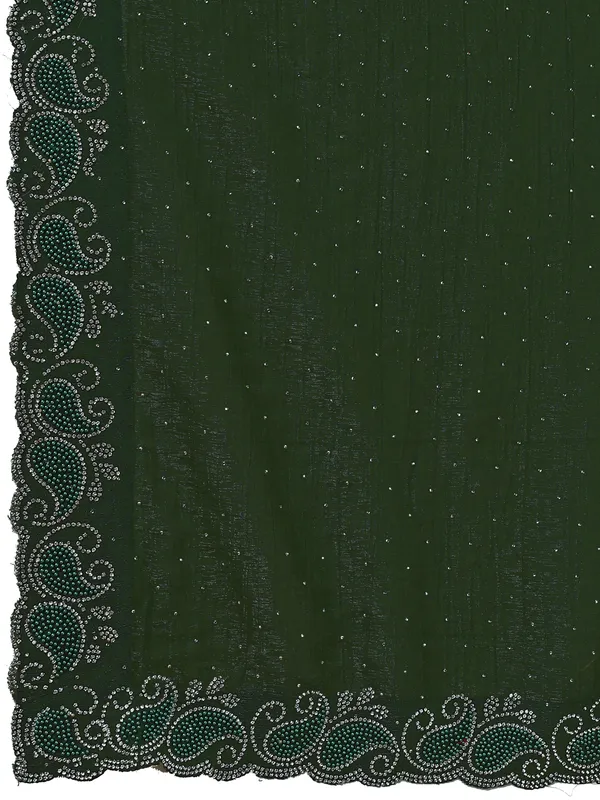 Green_Jimmy_Choo_Satin_Saree_With_Unstitched_Blouse_For_Women