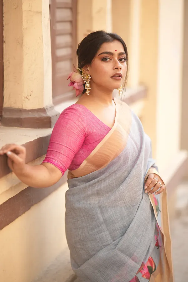 Grey_Linen_Saree_For_Women