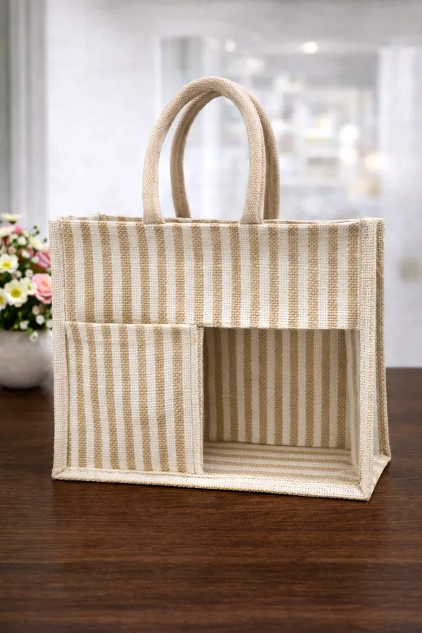 Beige__&_White_Striped_Premium_Jute_Bag_-_“Elevated_gifting,_naturally.”_(Pack_of_2)