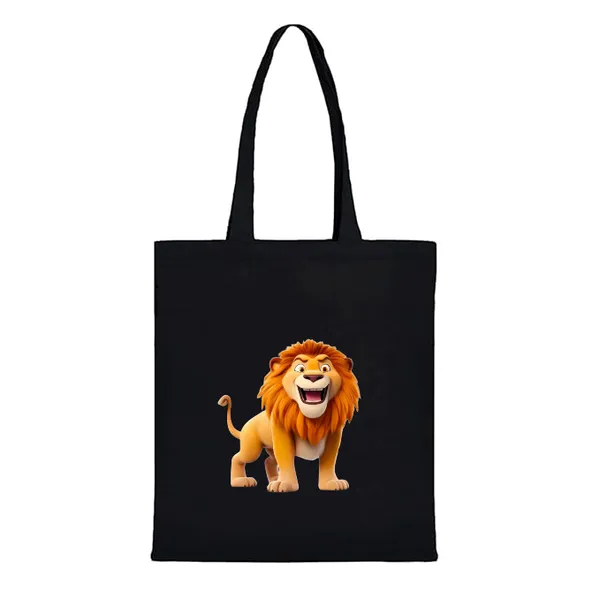 Black_Canvas_Tote_Bag_With_Lion_Print