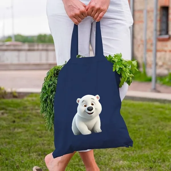 Blue_Canvas_Tote_Bag_With_Polar_Bear_Print