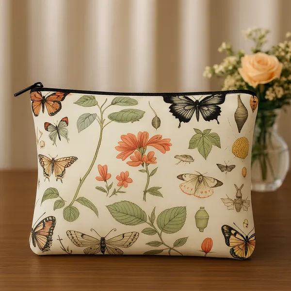 Botanical_Butterfly_Print_Cosmetic_Bags_Set,_2_Pieces,_Cream_Canvas_with_Floral_Pattern,_Large_24x19cm_and_Small_18x13cm_Pouches,_Vintage_Nature_Theme