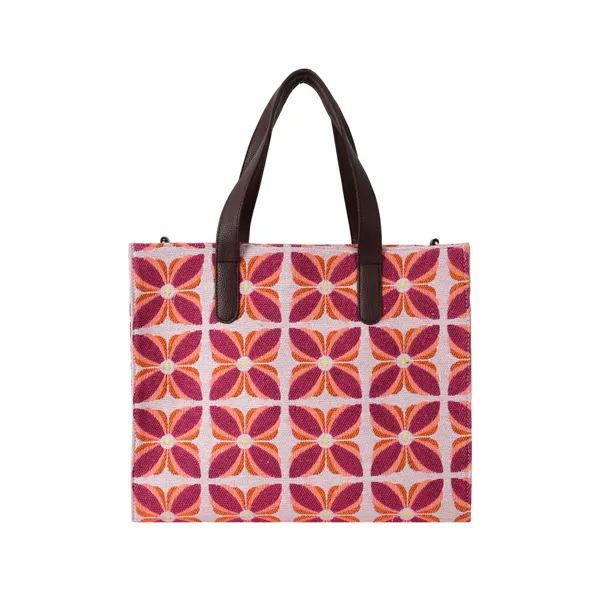 Burgandy_Premium_Floral_Patterned_Hand_Bag_For_Women
