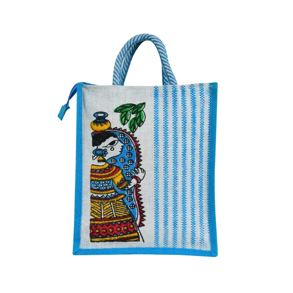 Durga_Printed_Jute_Bag_Blue_Colour