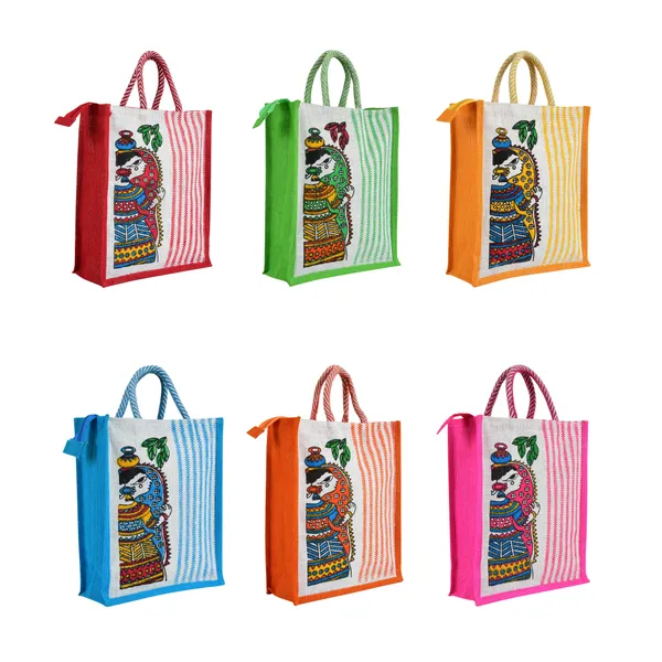 Durga_Printed_Jute_Bag_Blue_Colour